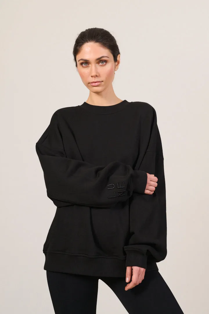 ZANE 100% ORGANIC COTTON oversized crew - Black