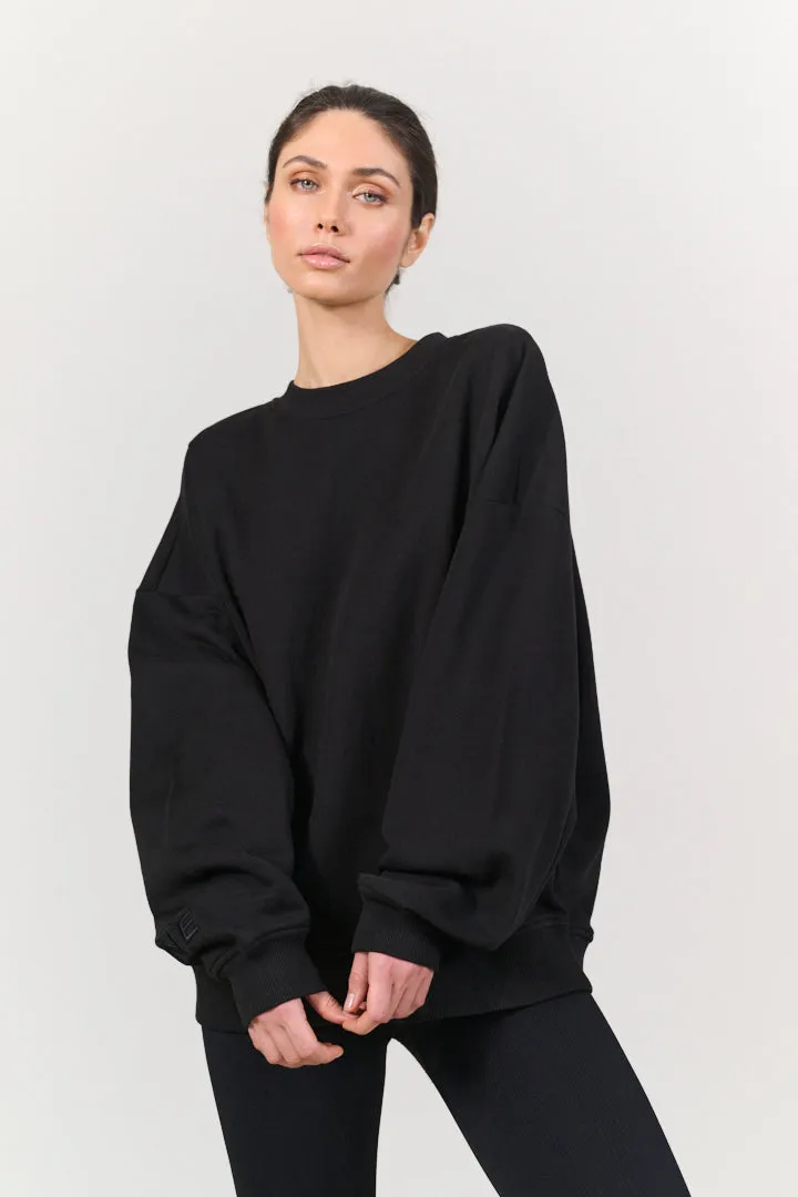 ZANE 100% ORGANIC COTTON oversized crew - Black