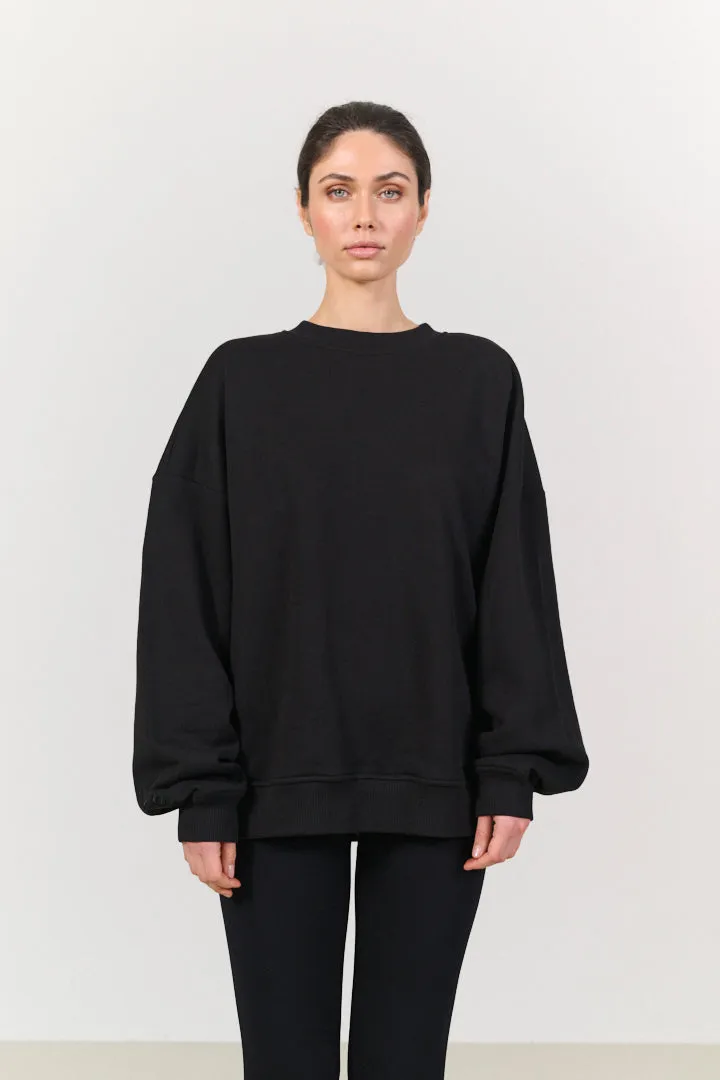 ZANE 100% ORGANIC COTTON oversized crew - Black