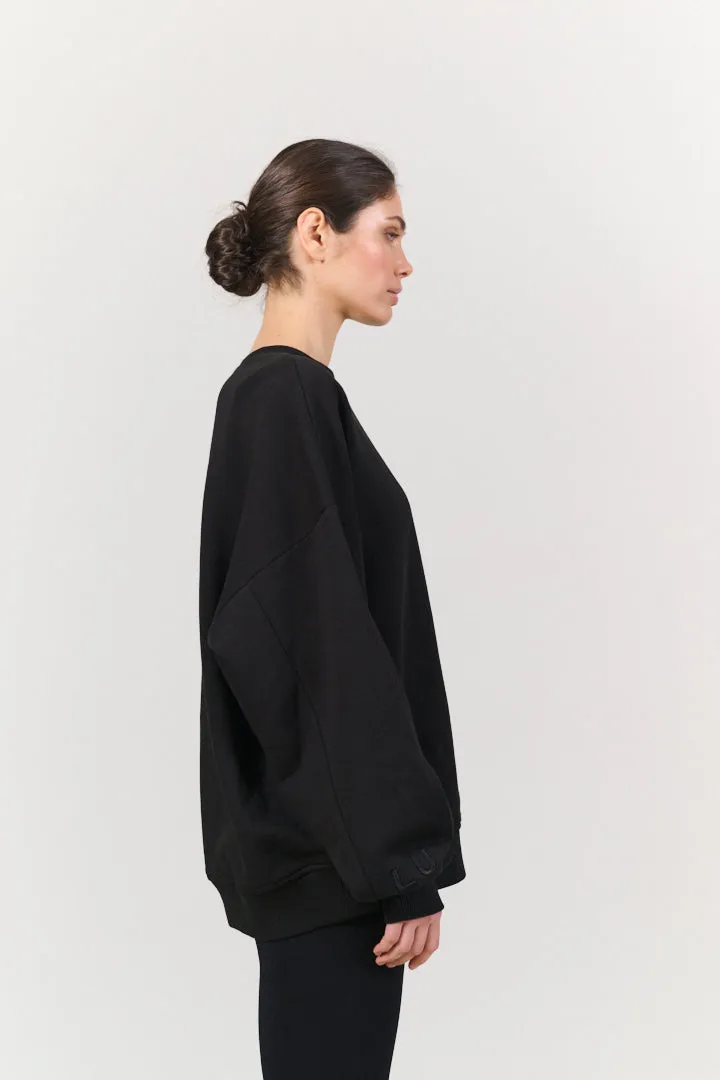 ZANE 100% ORGANIC COTTON oversized crew - Black