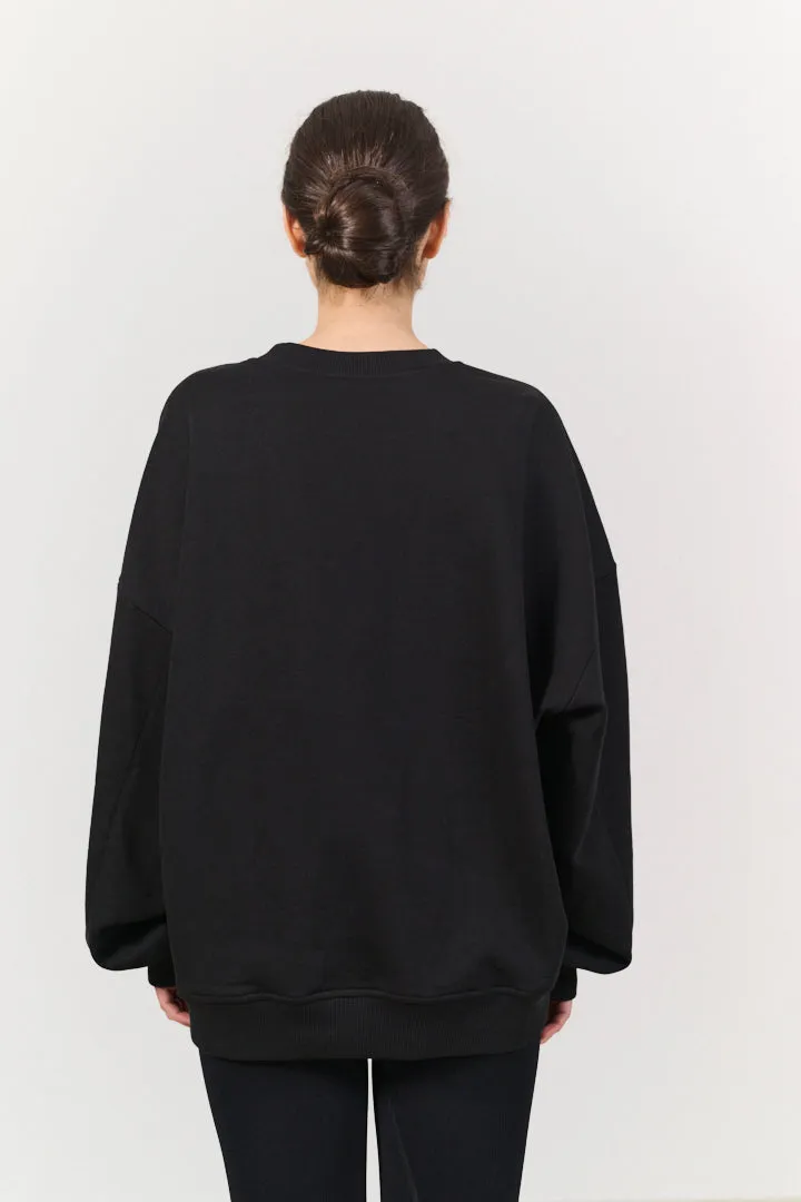 ZANE 100% ORGANIC COTTON oversized crew - Black